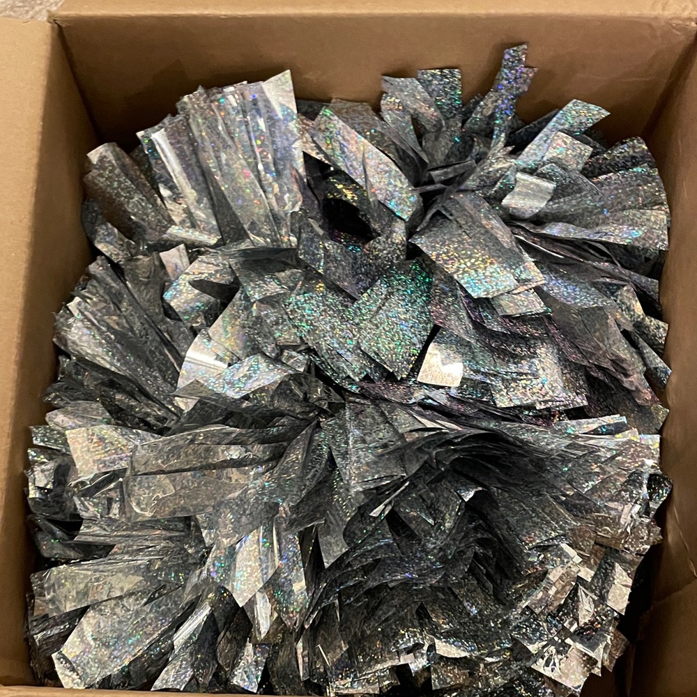 Silver Holographic Cheer PomPom Pom Pom